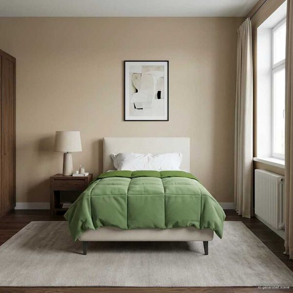 vidaXL Vol jaar dekbed Gekwilt Groen 135 x 200 cm Microfiber