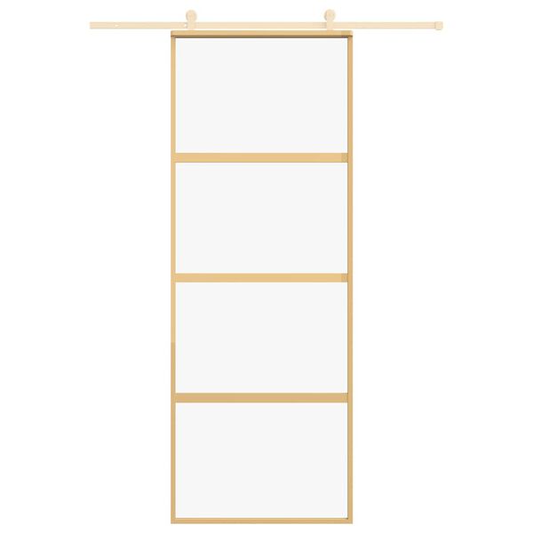 vidaXL Schuifdeur 76x205 cm helder ESG-glas en aluminium goudkleurig