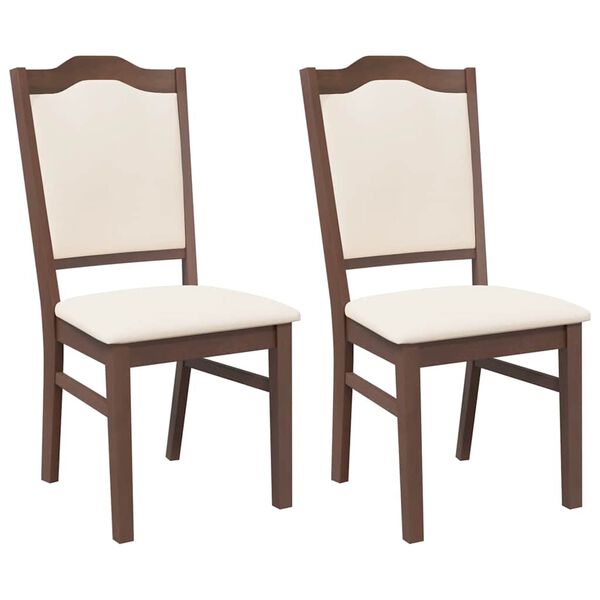 vidaXL Eetkamerstoelen met kussens 2 stuks bruin massief hout rubber