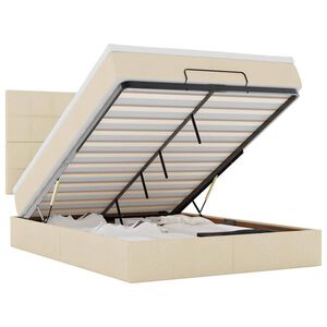 vidaXL Ottoman bed met matras en LED's 140x190cm stof cr&egrave;mekleurig