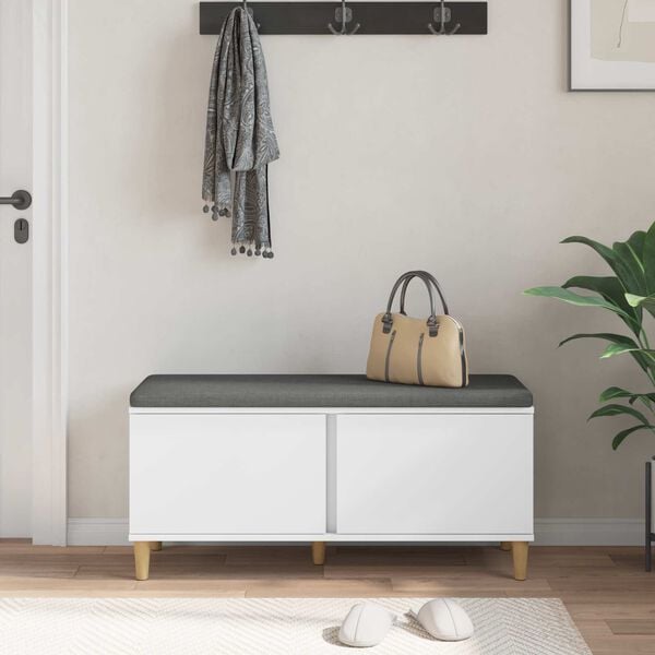 vidaXL Halbank met kussen met opslag met de deur Wit 100 x 38 x 46 cm