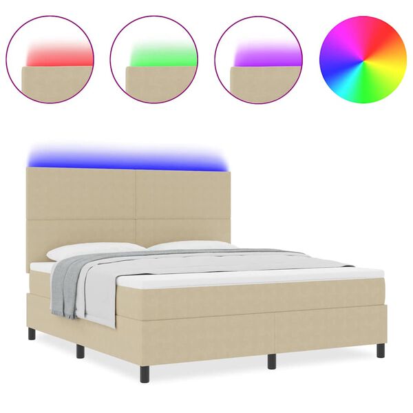 vidaXL Boxspring bed Lichtgrijs en wit. 203 x 180 x 128 cm