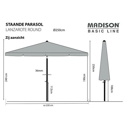 Madison Parasol Lanzarote rond 250 cm aquablauw