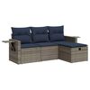 vidaXL 4-delige Loungeset met kussens poly rattan grijs