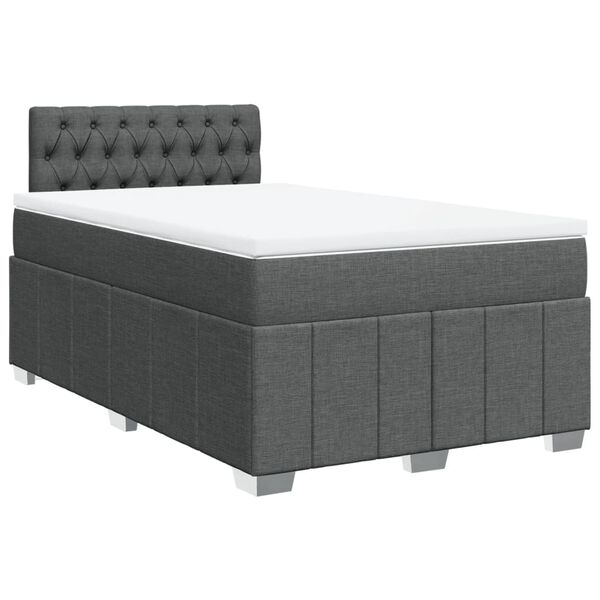 vidaXL Boxspring met matras stof donkergrijs 120x190 cm