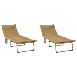 vidaXL Opvouwbare zonnebed met kussen 2 st Beige