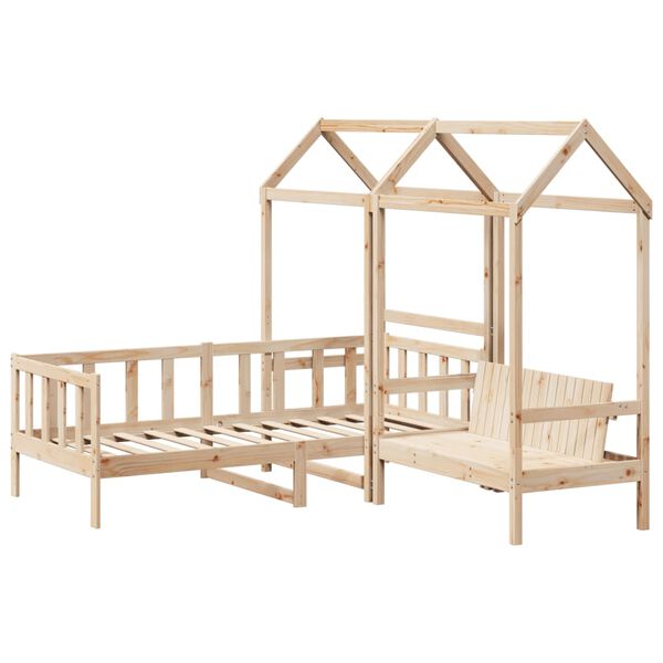 vidaXL Kinderbed met huisje en bankje massief grenenhout 90x190 cm