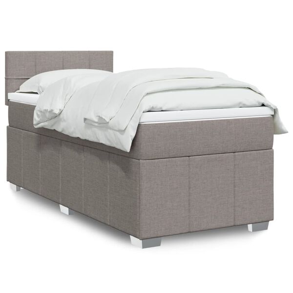 vidaXL Boxspring met matras stof taupe 80x200 cm
