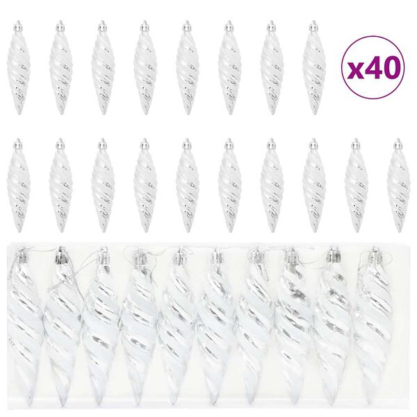 vidaXL Kerst Spiralvorm Bal 40 pcs Zilver
