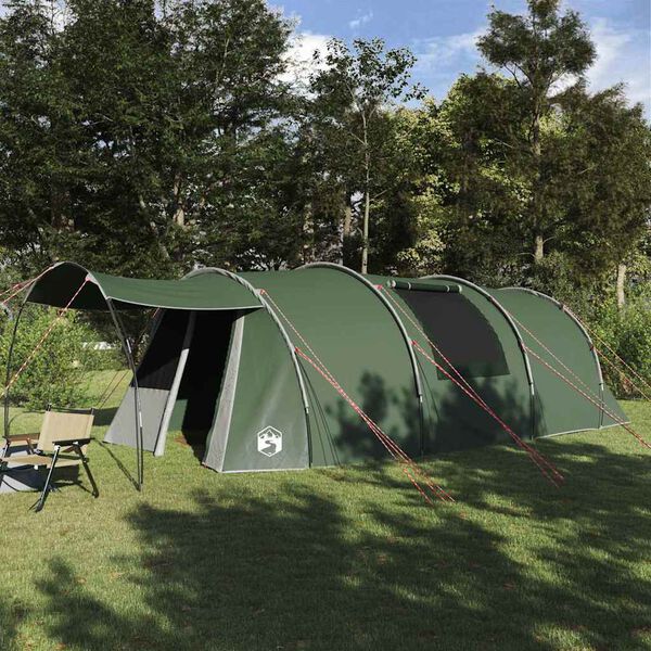 vidaXL Tunneltent met dak met opslag Groen en Wit 740 x 370 x 220 cm
