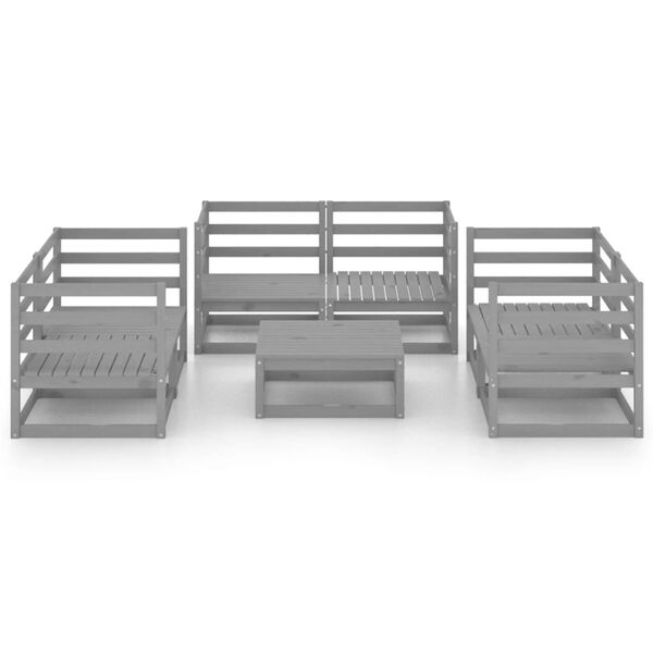 vidaXL 7-delige Loungeset massief grenenhout grijs