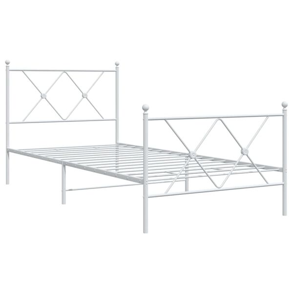 vidaXL Bedframe met hoofd- en voeteneinde metaal wit 90x200 cm
