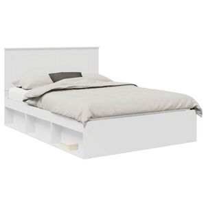 vidaXL Bedframe met hoofdeinde Wit 140 x 190 cm Massief grenenhout