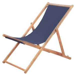 vidaXL Opklapbare stoel met stoffen bekleding en houten frame, blauw