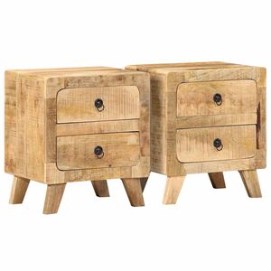 vidaXL Nachtkastje 2 st 40x32x46 cm massief hout ruw mangohout