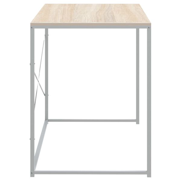 vidaXL Computerbureau 110x60x70 cm bewerkt hout wit en eikenkleurig