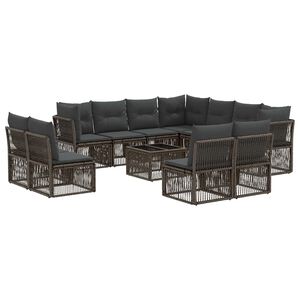 vidaXL Tuinbankenset 12 pcs Grijs poly rattan
