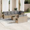 vidaXL 9-delige Loungeset met kussens poly rattan beige