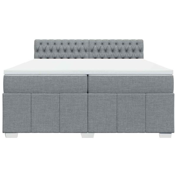 vidaXL Boxspring met matras stof lichtgrijs 200x200 cm