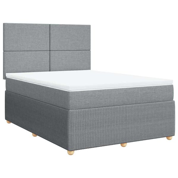 vidaXL Boxspring met matras stof lichtgrijs 140x200 cm
