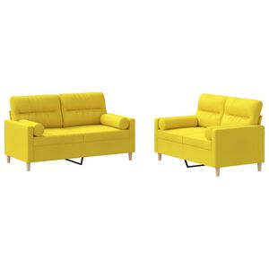 vidaXL 2-delige Loungeset met kussens stof lichtgeel