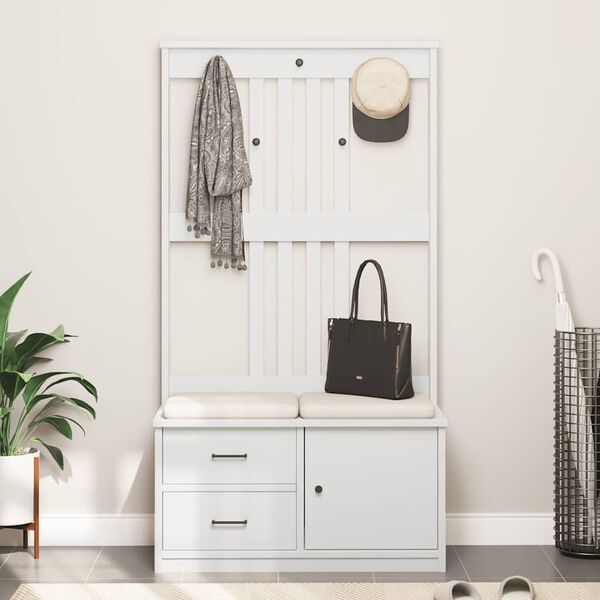 vidaXL Kapstok SANDNES wit 87x40x159,5 cm massief grenenhout