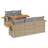 vidaXL 6-delige Loungeset met kussens poly rattan acacia beige