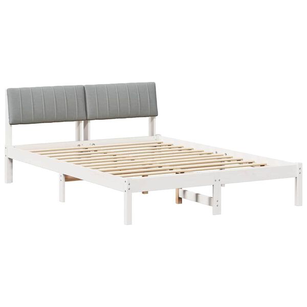 vidaXL Bedframe Wit en lichtgrijs 135 x 190 cm Massief grenenhout