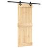 vidaXL Schuifdeur Naturel en Zwart 80 x 210 cm Massief Grenenhout