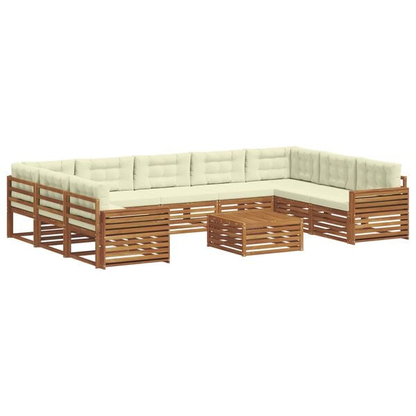 vidaXL Sofa-Sets 10 pcs Natuurlijk en Cr&egrave;me Massief Acaciahout