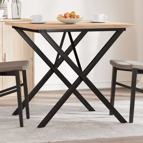 vidaXL Eettafel X-frame 90x90x75,5 cm massief grenenhout en staal