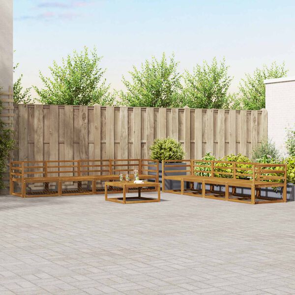 vidaXL Buiten bankenset met kussen 9 pcs Natuurlijk en Cr&egrave;me