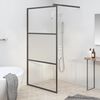 vidaXL Inloopdouchewand 100x195 cm halfmat ESG-glas zwart