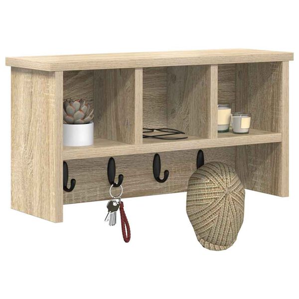 vidaXL Wandgemonteerde kapstok met plank Sonoma eiken 50 x 16 x 26 cm