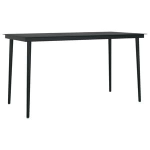 vidaXL Tuintafel 140x70x74 cm staal en glas zwart