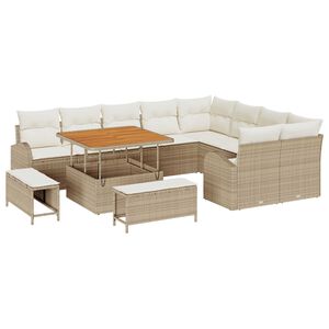 vidaXL Tuin Sofa Set met kussen met opslag 12 pcs Beige en Cr&egrave;me