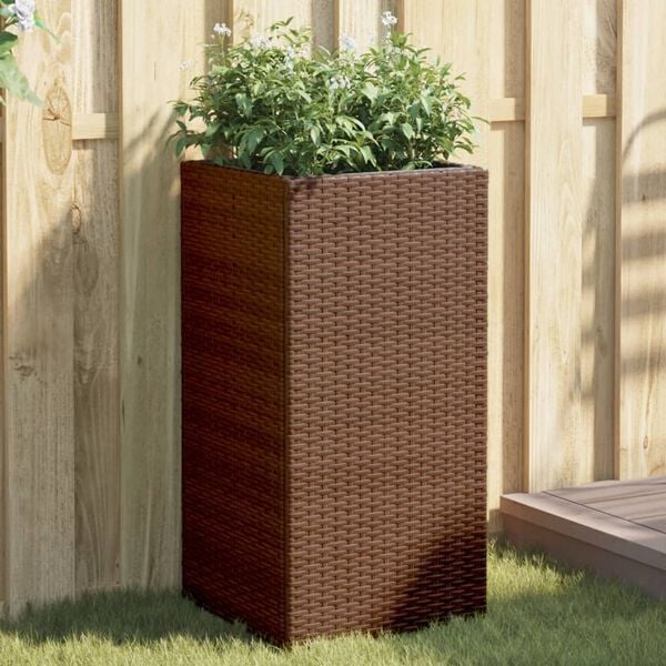 vidaXL Plantenbak 40x40x80 cm poly rattan bruin
