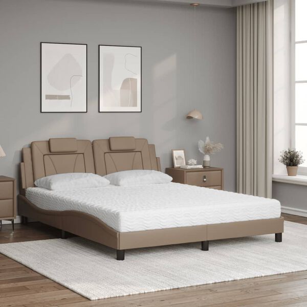 vidaXL Bed "Viana" met matras kunstleer cappuccinokleurig 160x200 cm