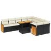 vidaXL 10-delige Loungeset met kussens poly rattan zwart