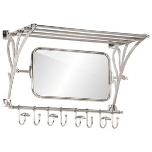 vidaXL Bagagerek met kleerhangers en spiegel wandmontage aluminium