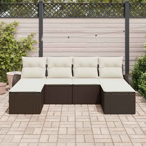 vidaXL Tuin Sofa Set met kussen 6 pcs Bruin Poly Rattan
