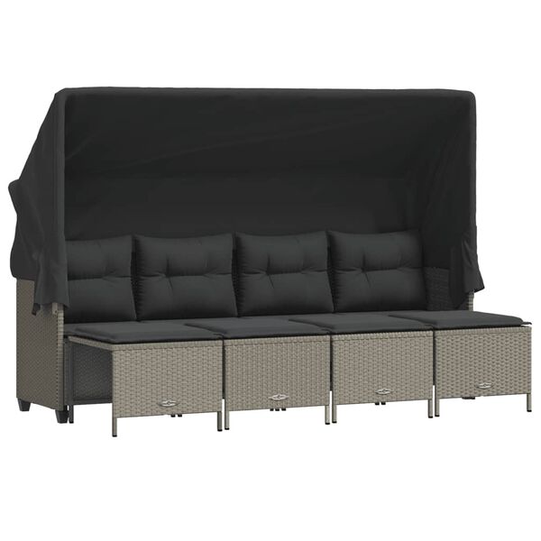 vidaXL 5-delige Loungeset met kussens poly rattan lichtgrijs