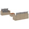 vidaXL 6-delige Loungeset met kussens poly rattan beige