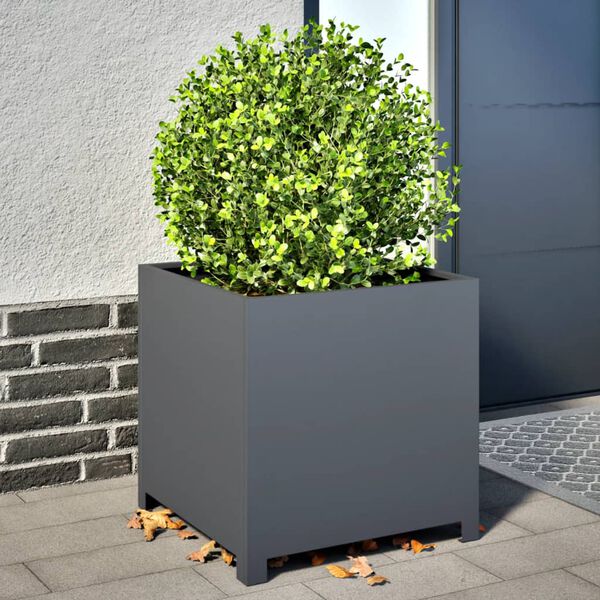 vidaXL Plantenbak 50x50x50 cm staal antracietkleurig
