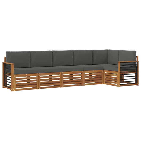 vidaXL Sofa-Sets 6 pcs Natuurlijk en Antraciet Massief Acaciahout