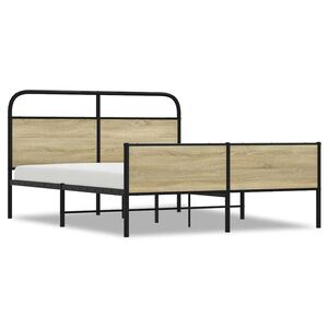 vidaXL Bedframe zonder matras metaal sonoma eikenkleurig 150x200 cm