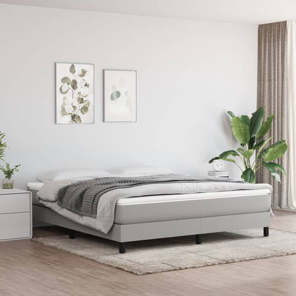 vidaXL Boxspring bed stof lichtgrijs 180x200 cm