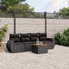 vidaXL 5-delige Loungeset met kussens poly rattan zwart