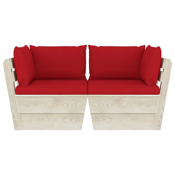 vidaXL Tuinbank 2-zits met kussens pallet vurenhout