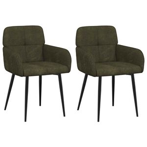 vidaXL Eettafelstoelen 2 st Nep Suede Leer Legergroen 59x56,5x85cm